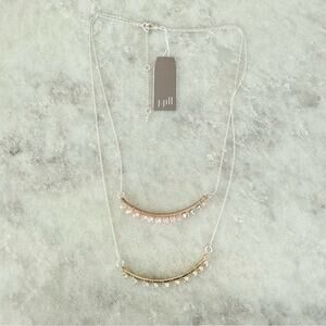 J Jill Elegant Silver and Gold Necklace Crystal Multistrand NWT